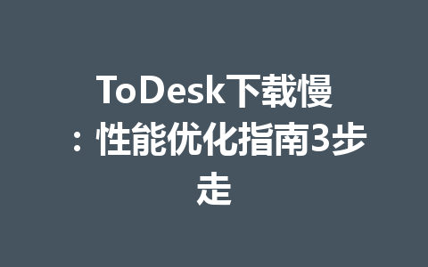 ToDesk下载慢：性能优化指南3步走 一